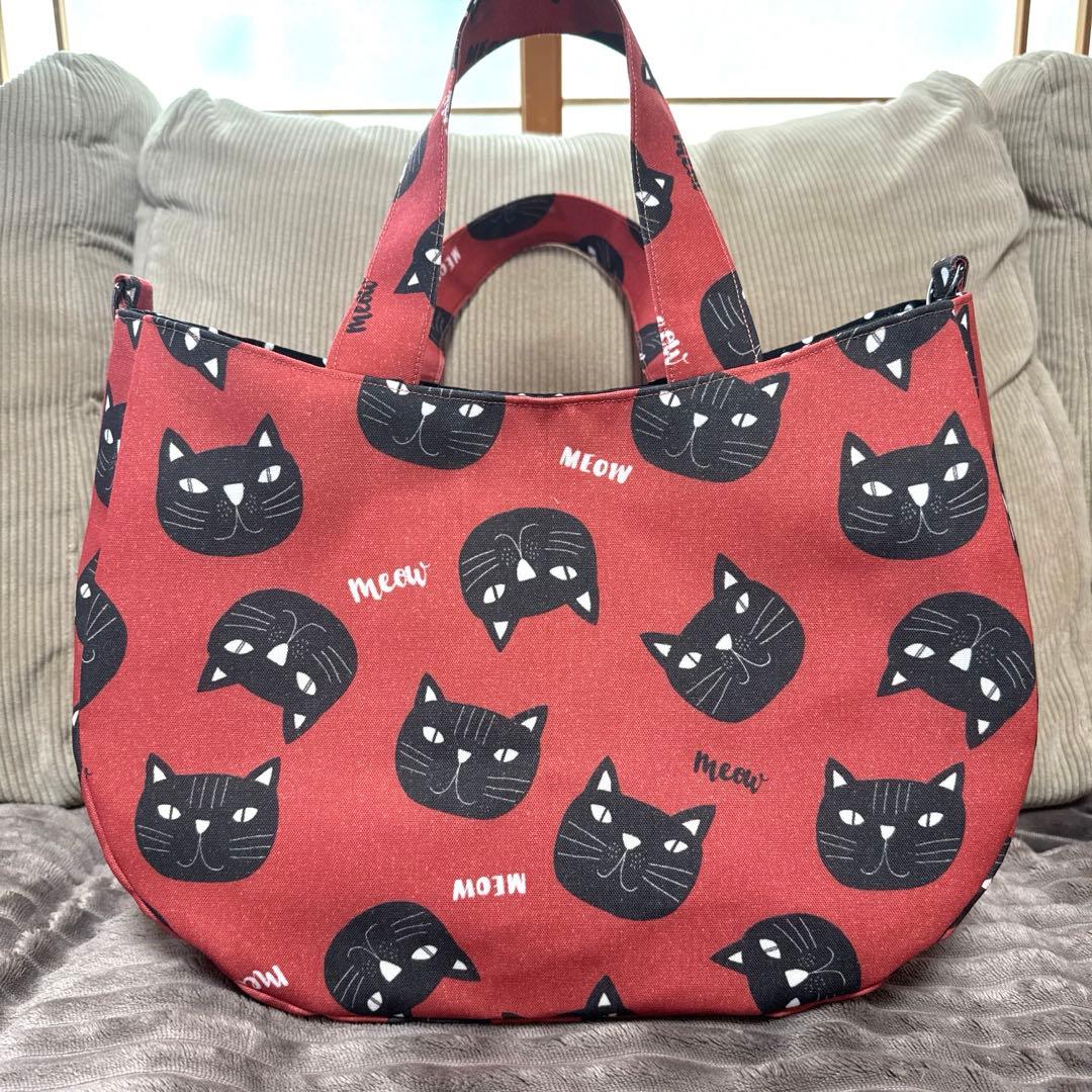 ♡ゆきそら♡トートバッグ♪Lサイズ＆お揃いお財布ポーチセット♡猫柄生地♡