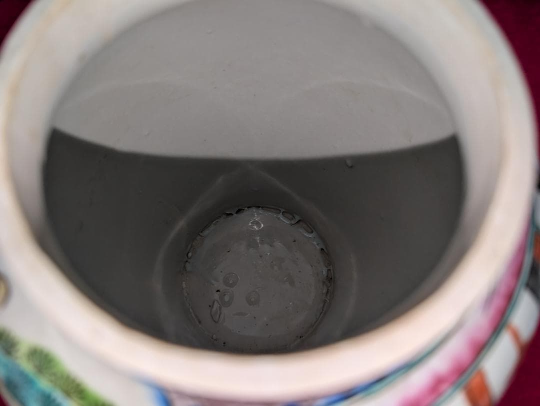 古美術　飾り壺　色絵　粉彩　唐子絵