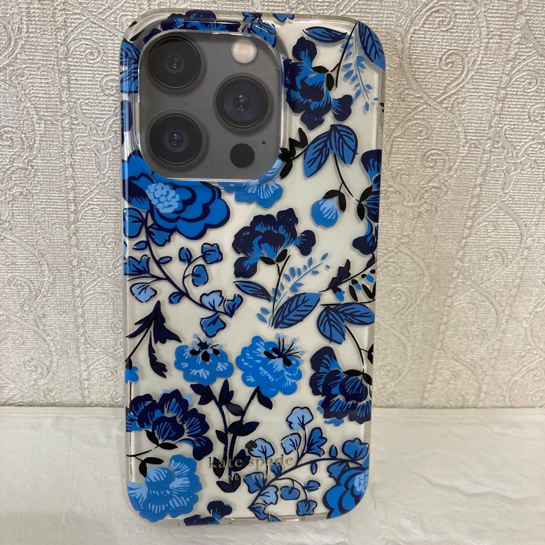 新品kate spade⭐️iPhone15 PRO スマホケース　フローラル青