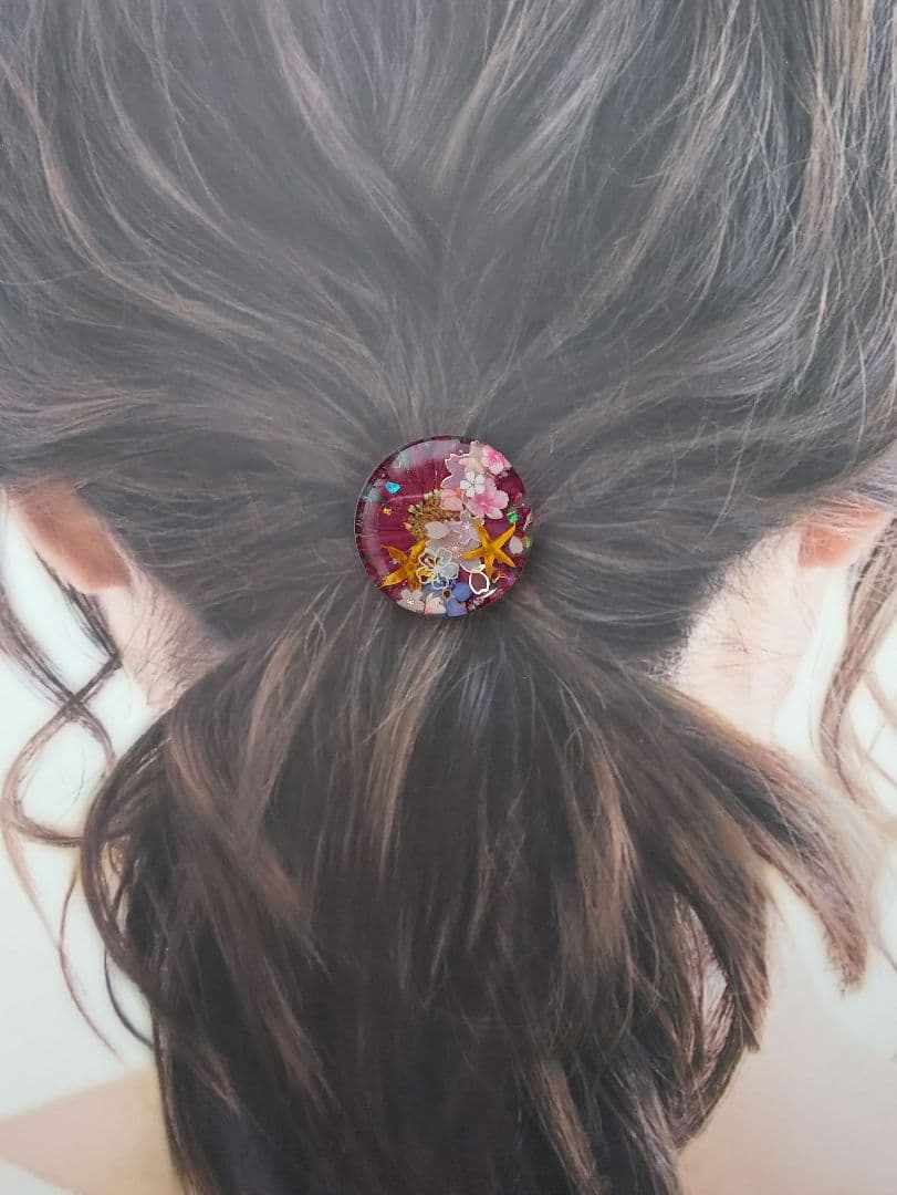 押し花大好き 春ラウンドレジンヘアゴム