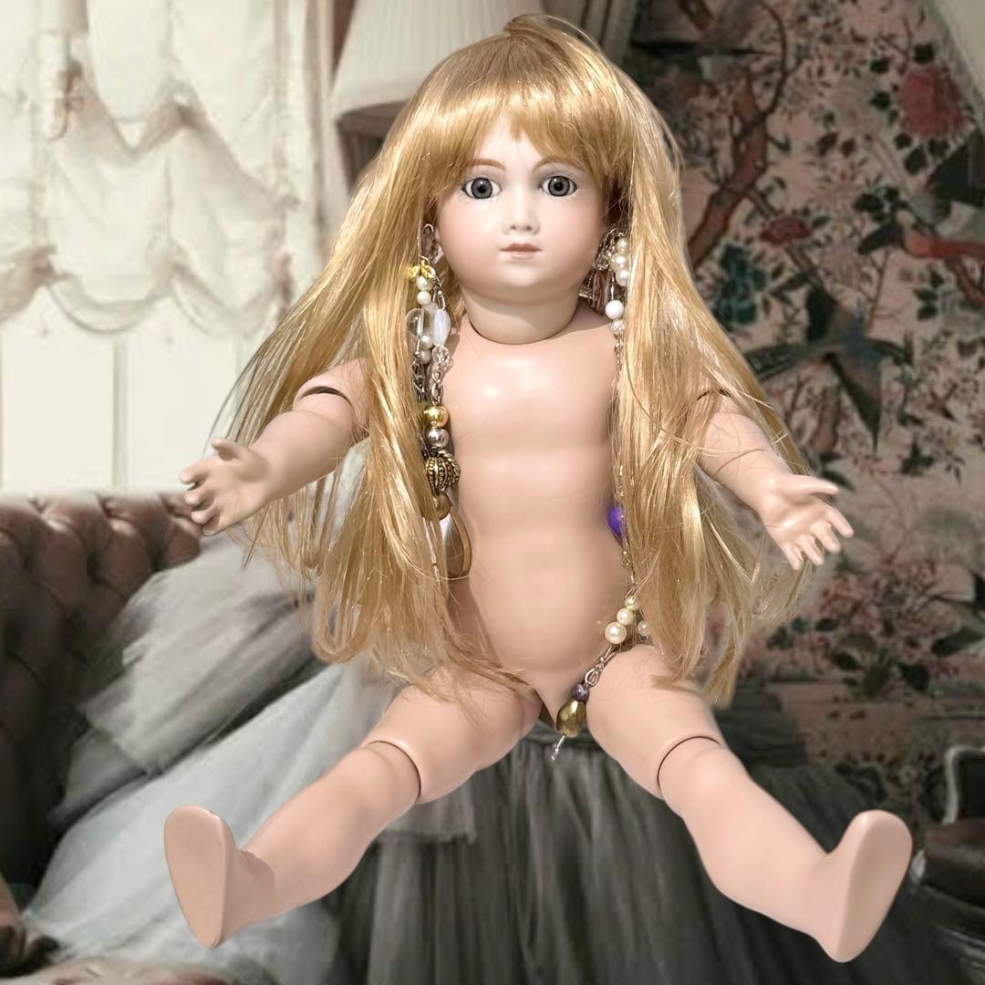 ビスクドール アーテー 作家様 ブルー ドレス ボネ ウィッグ 2 薔薇 カメオ