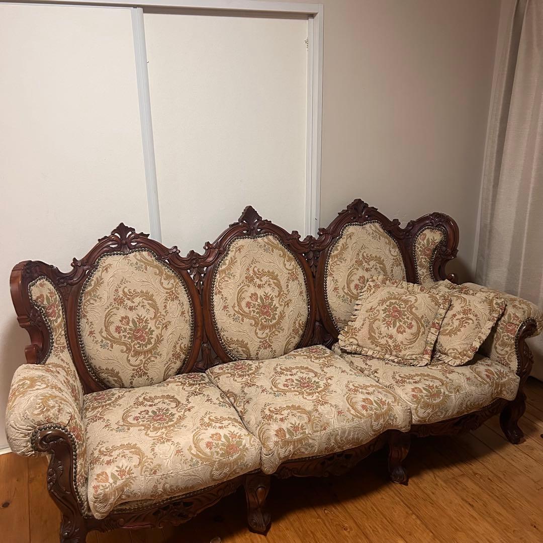 【大幅値下げ！】イタリア家具　3人掛け　ソファ ロココ調　アンティーク　60万