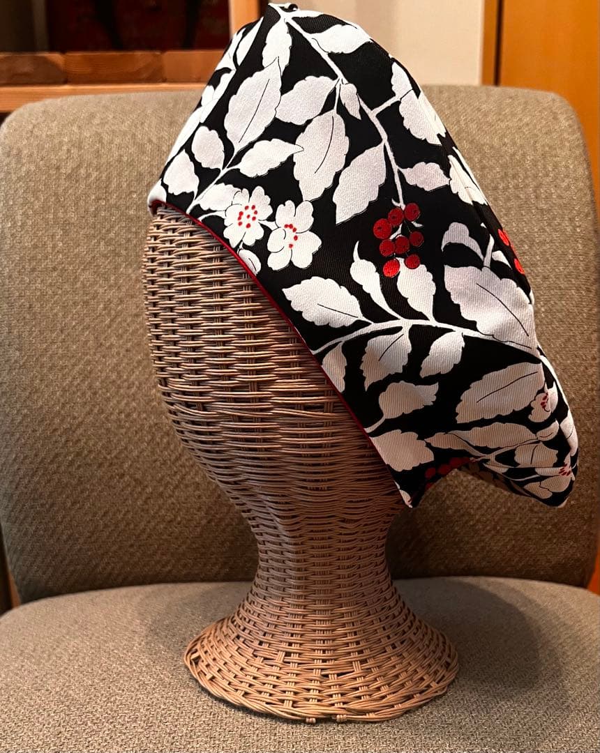 花柄コットンベレー帽 一点物