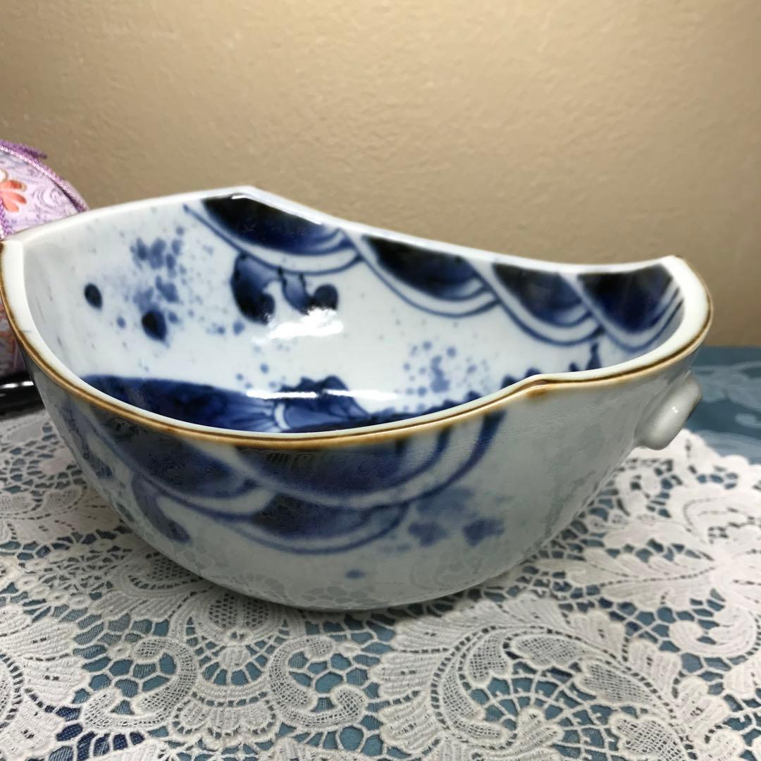 福泉窯　鯛波　耳付変形鉢