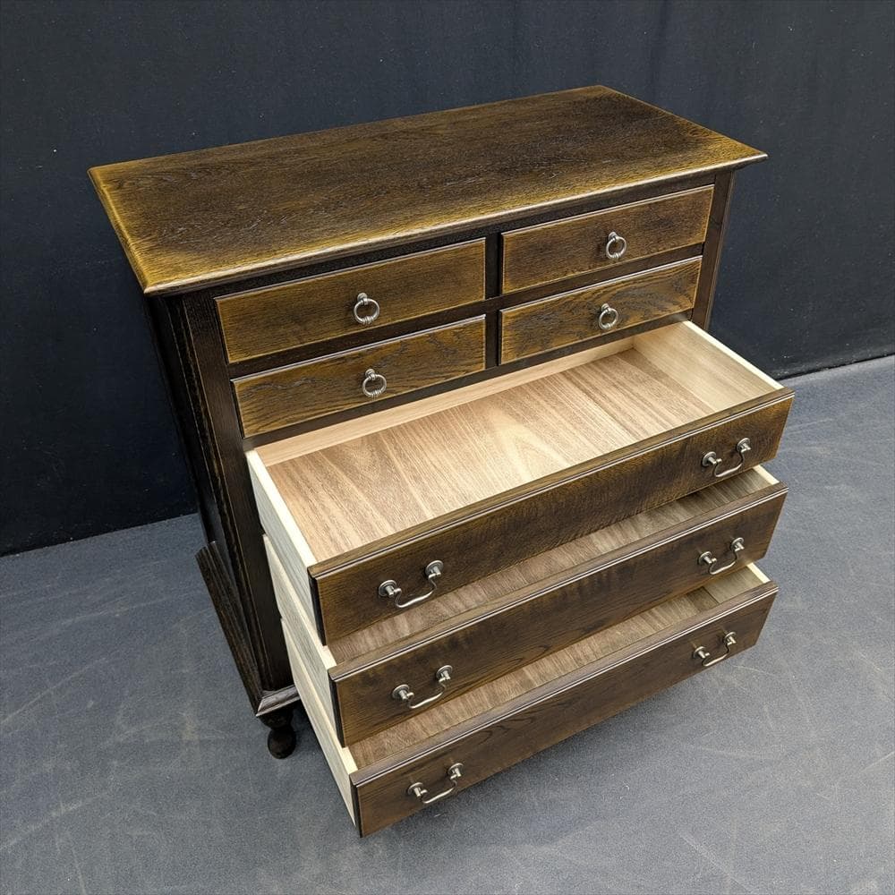 美品　えぞ民芸　EZO　楢 ナラ材　無垢　猫脚　箪笥　タンス　チェスト　ドロワー