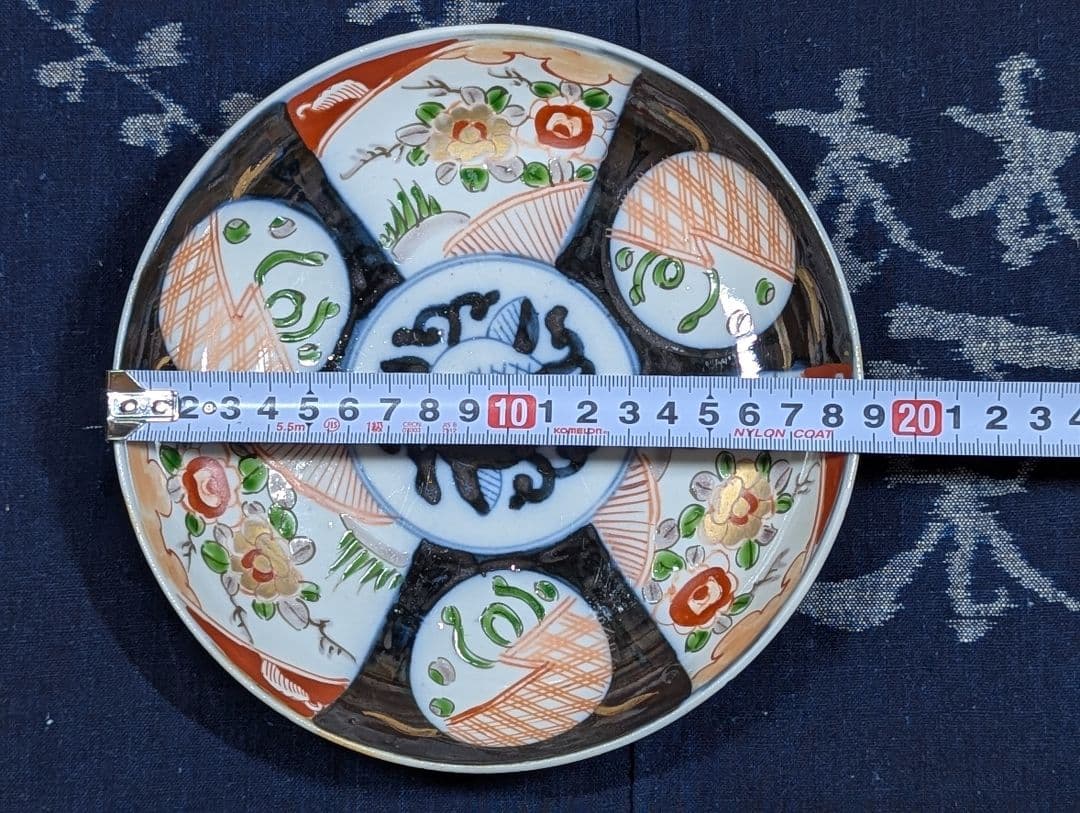 伊万里 色絵 六寸18cm 窓絵皿 5枚 柘榴文