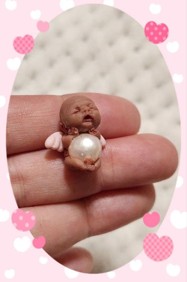 樹脂粘土ベビー　リボーンドール　ミニチュア　赤ちゃん　天使　創作人形