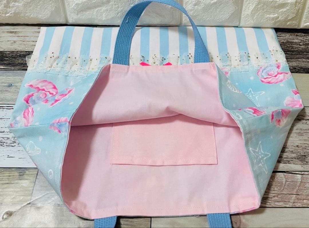 シェル　貝殻　ハンドメイド　レッスンバッグ　女の子　入学　入園　セット　上履き
