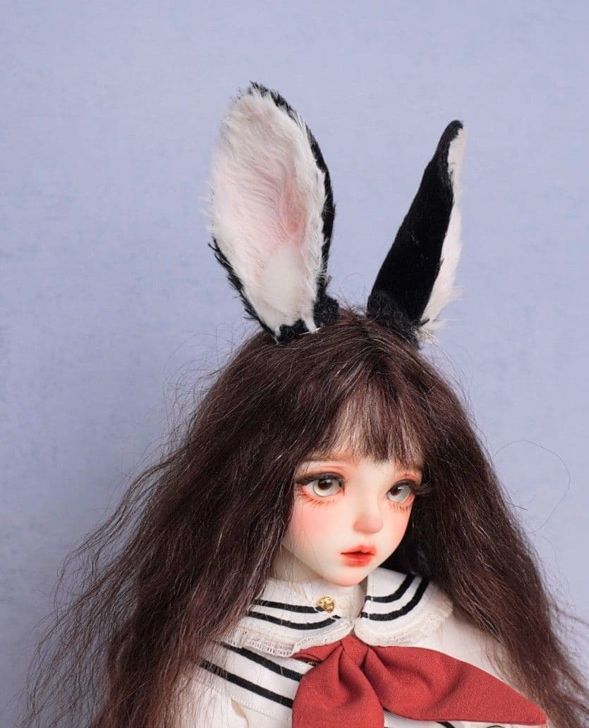 ドール用 うさ耳【黒】 ケモ耳 1/3～1/4サイズ兼用 キャストドール