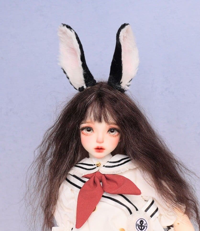 ドール用 うさ耳【黒】 ケモ耳 1/3～1/4サイズ兼用 キャストドール