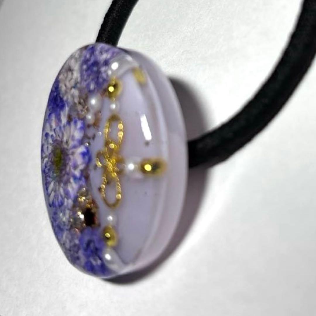 レジン　ヘアゴム　マトリカリア　薄紫系　67
