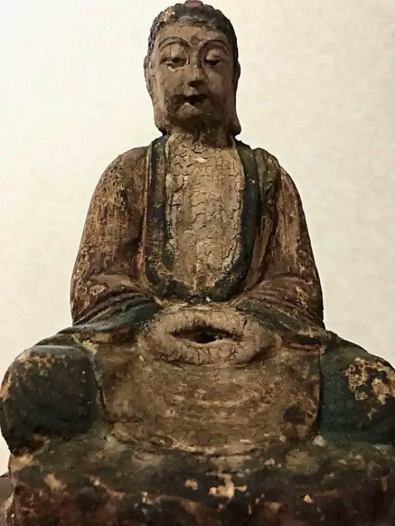 仏教美術 彩色 釈迦如来像 老木 仏像 鎌倉〜江戸期 古玩