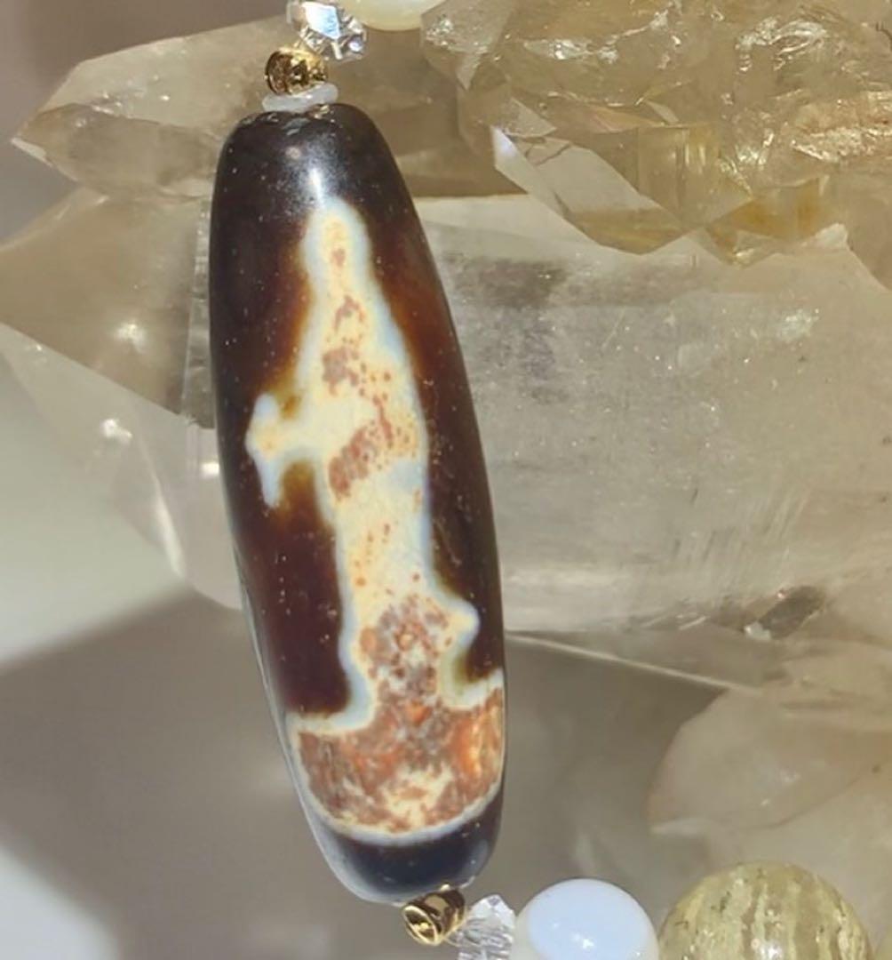 ホワイトガーデン水晶　天珠　白天眼　ブレスレット
