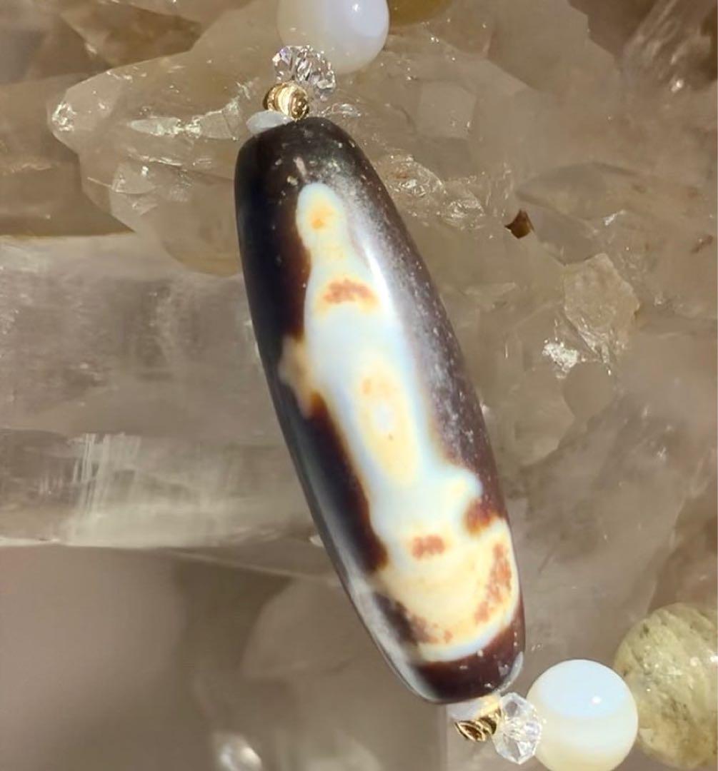 ホワイトガーデン水晶　天珠　白天眼　ブレスレット