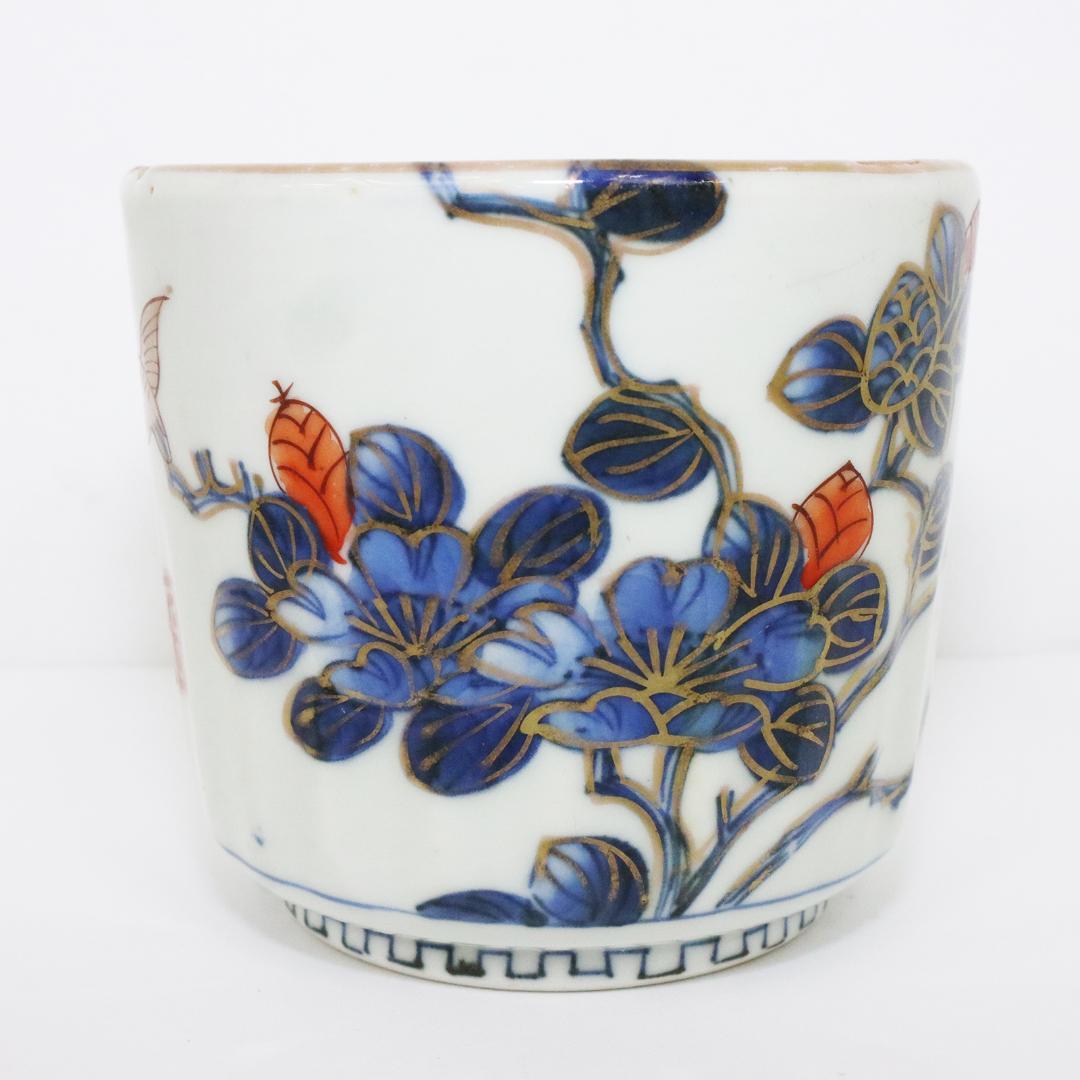 古伊万里 染付 蕎麦猪口　湯呑み　花鳥　江戸　幕末