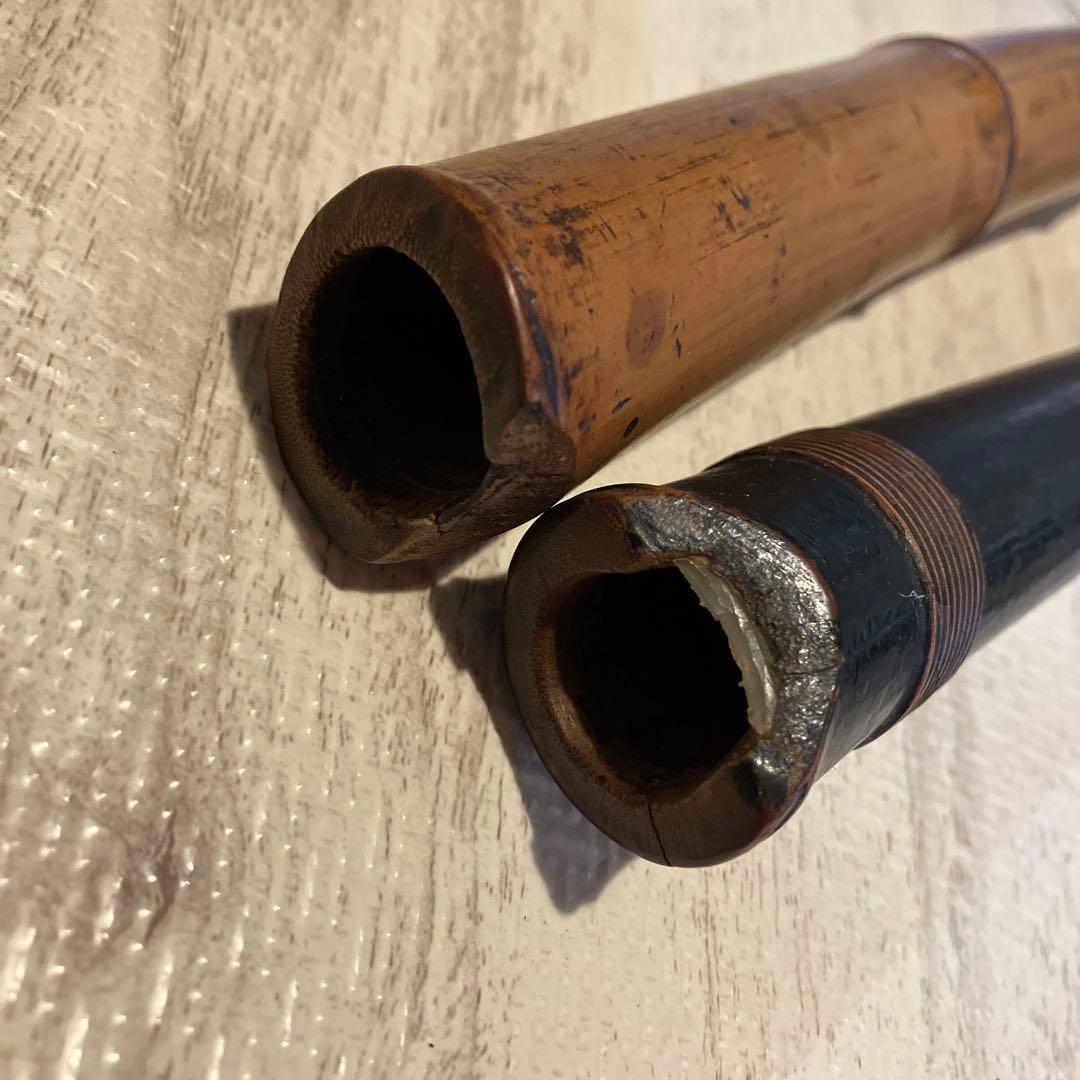 尺八 竹製 黒茶 約55cm 2本セット