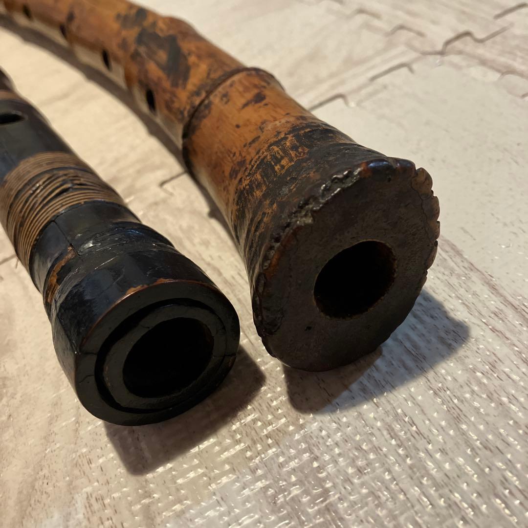 尺八 竹製 黒茶 約55cm 2本セット