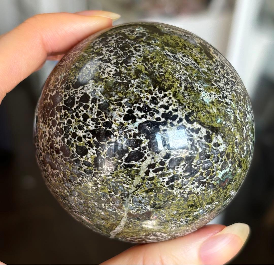 レア　高品質　エピドート　クリソコラ　コッパー　共生　スフィア　6.5センチ