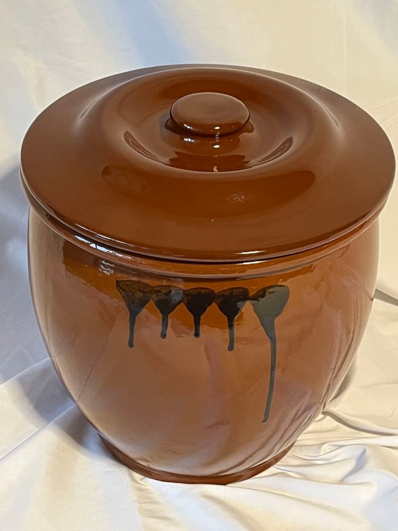 【廃盤・希少】常滑焼 久松窯 丸壺10号 蓋付 漬物容器 味噌 梅干し作り18L