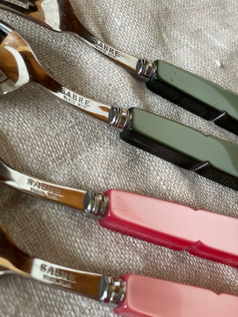 SABRE サーブル スプーン & フォーク 4本 19.5㎝ ピンク カーキ