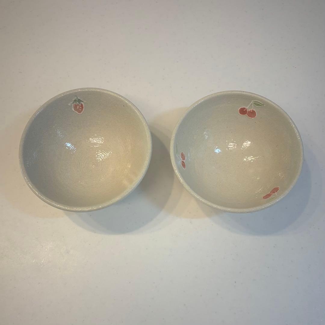 【新品未使用・値下げ】中村佳菜子　陶器　お茶碗　さくらんぼ　いちご　チェリー　苺