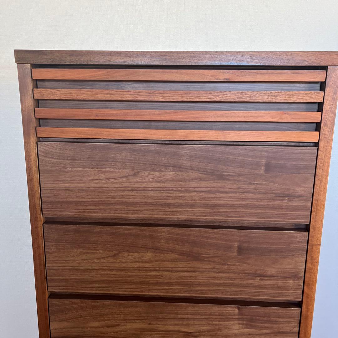 えーぶん大川家具木製ダークブラウンチェスト 6段