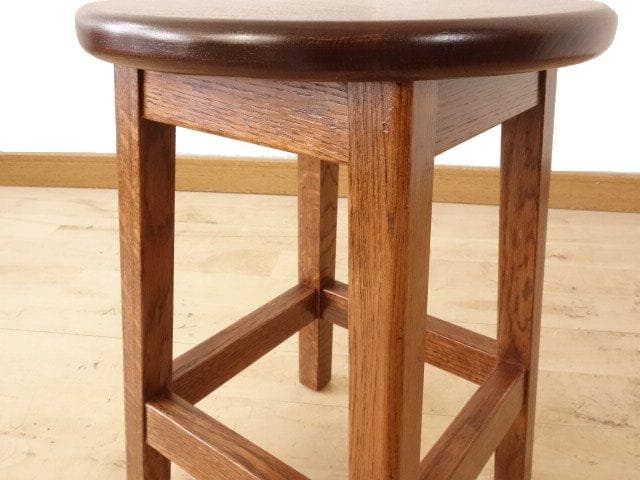 北海道手作り家具　ナラ材　スツール　座面一枚板　勇峰工芸（新）