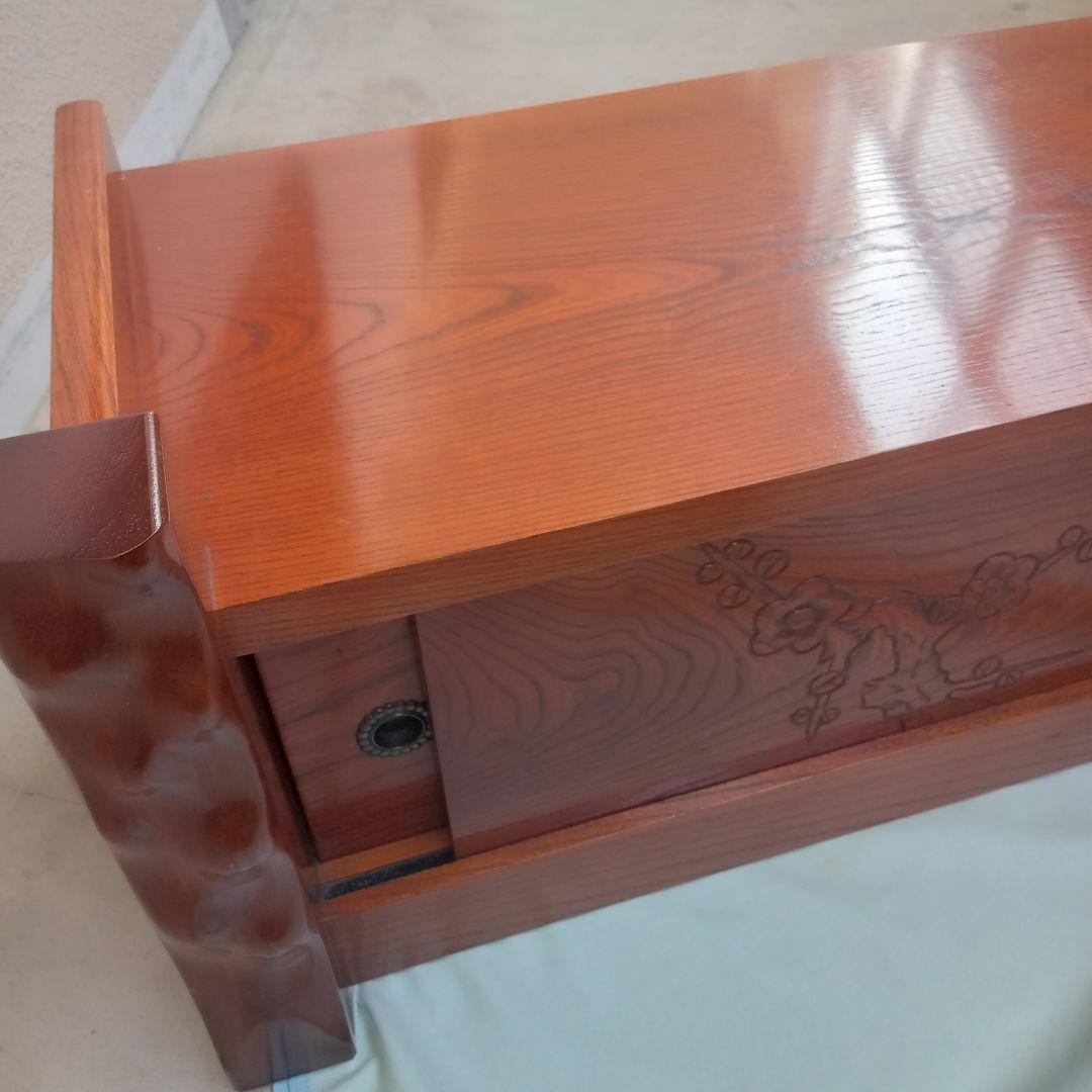 ​【美品】曙工芸 アケボノ 文机 ローボード 和家具 梅彫刻 飾り棚