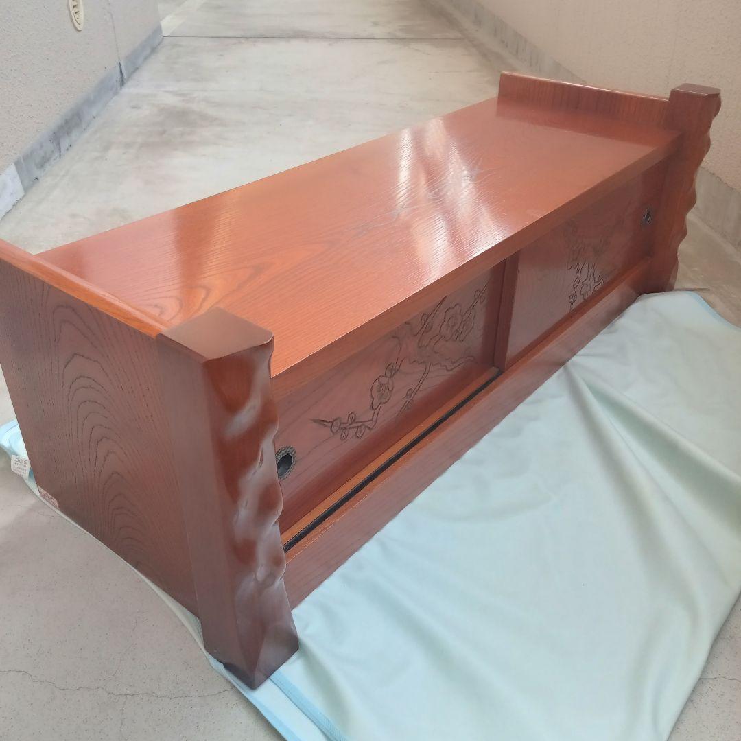 ​【美品】曙工芸 アケボノ 文机 ローボード 和家具 梅彫刻 飾り棚