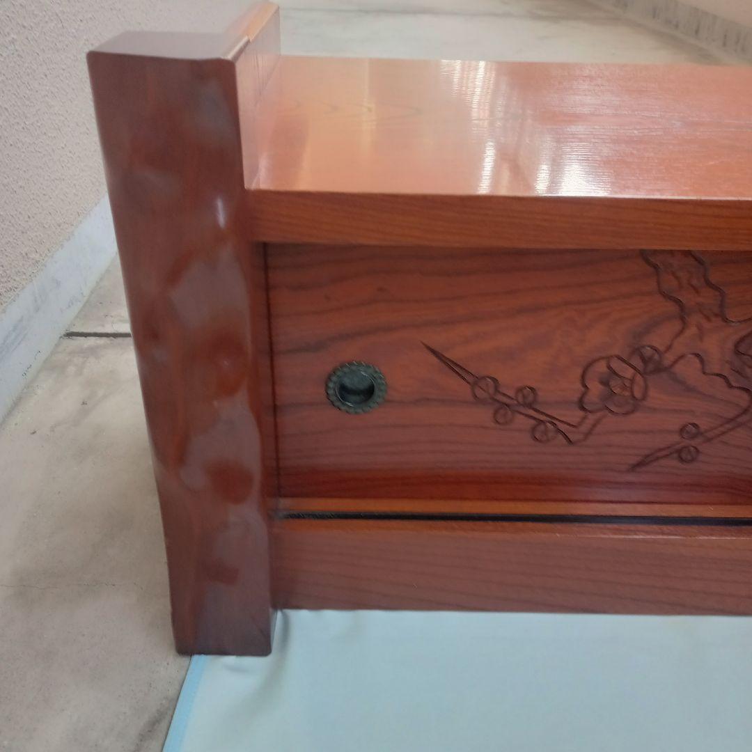 ​【美品】曙工芸 アケボノ 文机 ローボード 和家具 梅彫刻 飾り棚