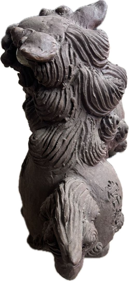 島常賀　台付焼き〆シーサー　壺屋焼