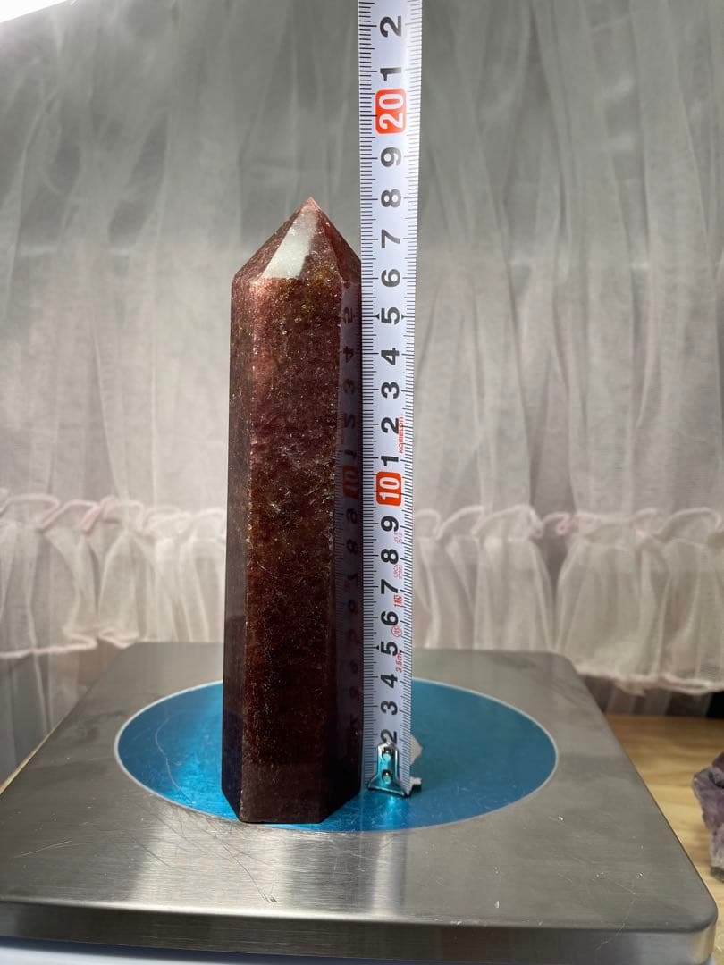 天然石　高品質　大きい　ストロベリークォーツ　六角柱　ポイント　542g