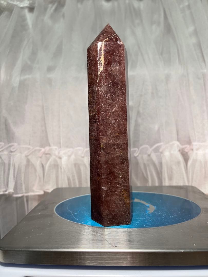 天然石　高品質　大きい　ストロベリークォーツ　六角柱　ポイント　542g