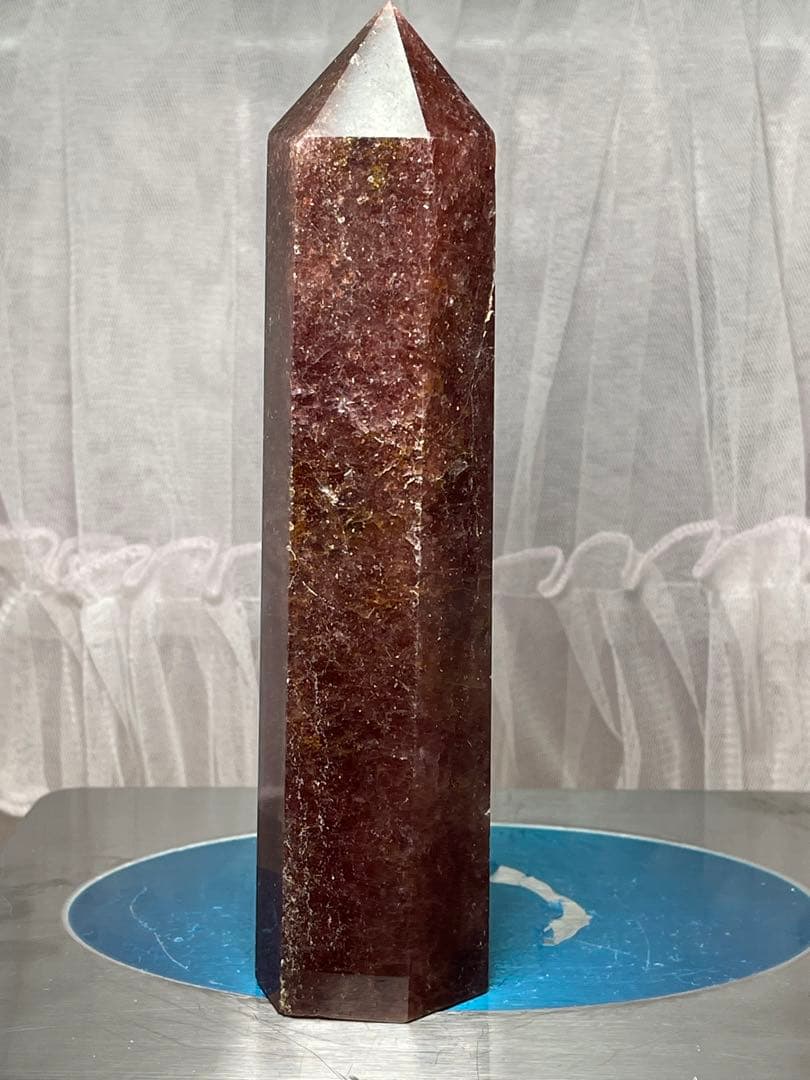 天然石　高品質　大きい　ストロベリークォーツ　六角柱　ポイント　542g