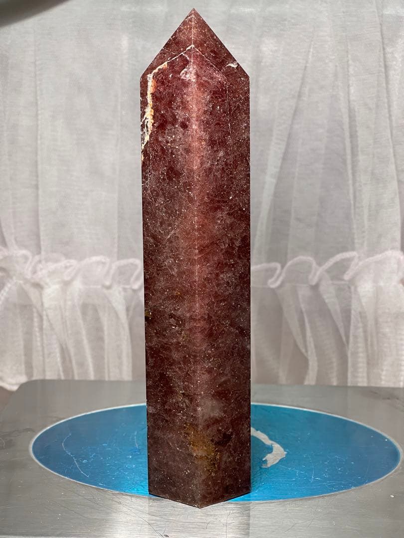 天然石　高品質　大きい　ストロベリークォーツ　六角柱　ポイント　542g