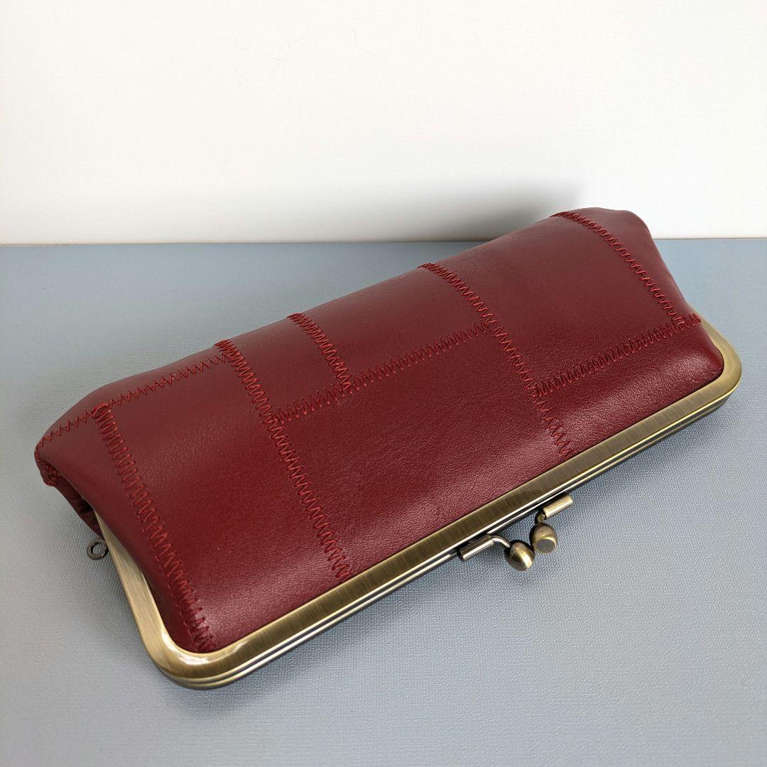 親子がま口お財布　本革　パッチワーク