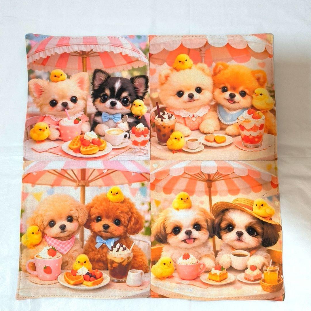 Yourelia様】ハンドメイドオーダー★犬&インコ★ハンカチ&フリル巾着袋6点