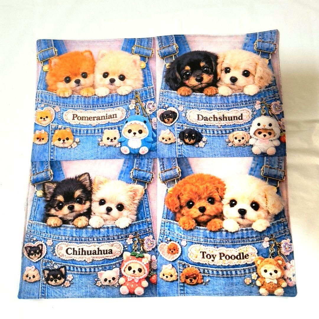 Yourelia様】ハンドメイドオーダー★犬&インコ★ハンカチ&フリル巾着袋6点