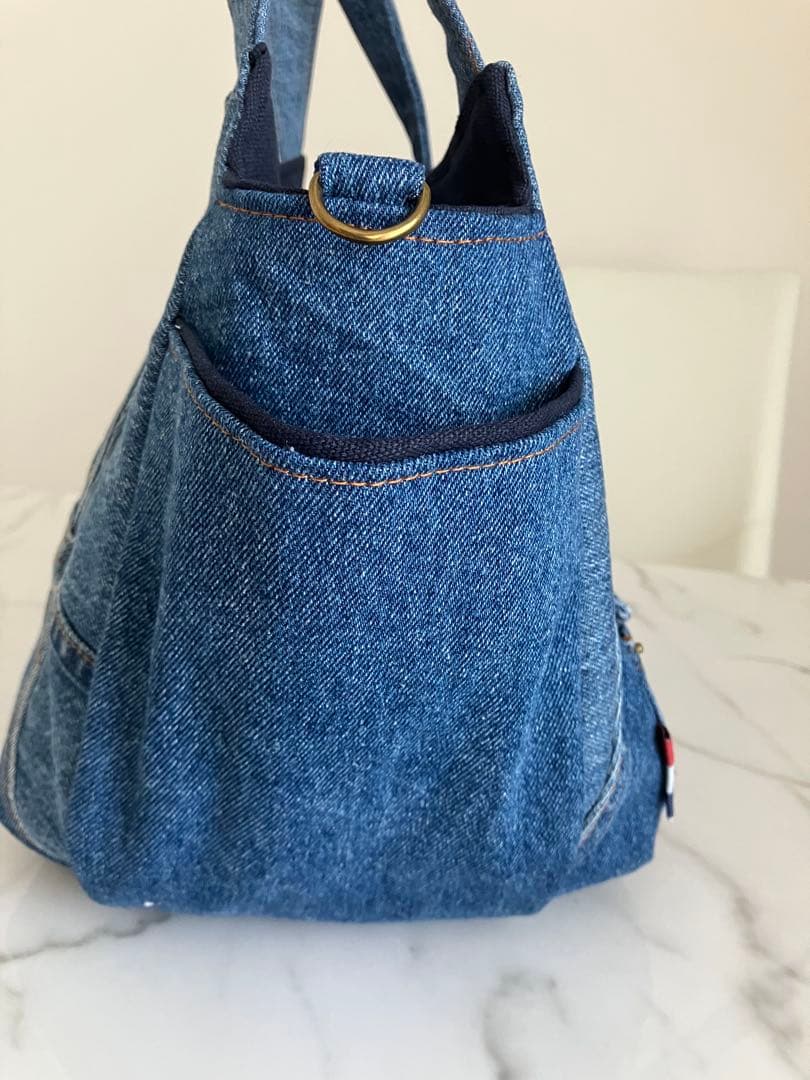 824 大きめデニムリメイクバック　ハンドメイド
