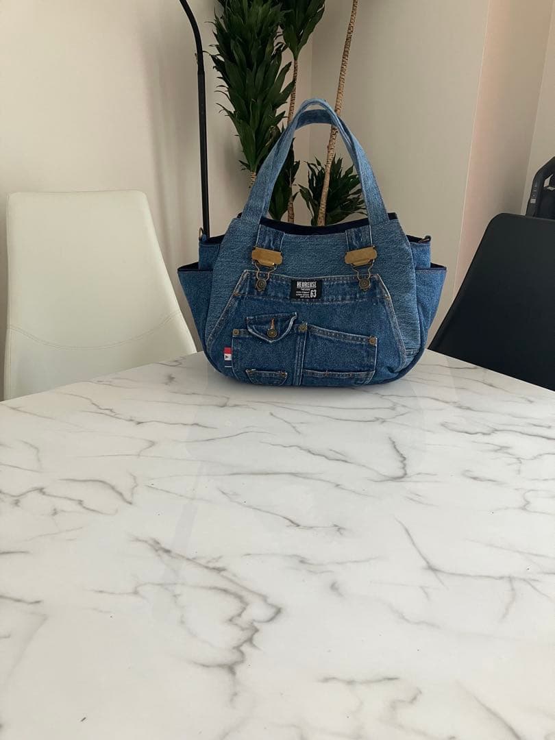 824 大きめデニムリメイクバック　ハンドメイド