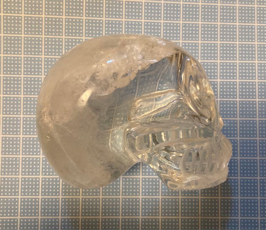 大 天然石 スカル 骸骨 ドクロ 良品 希少 クリスタルスカル 置物 虹有