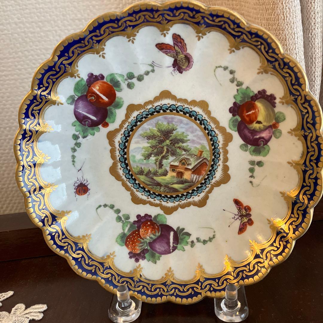 英国アンティーク　ウースタードクターウォール期　ティーボウル&ソーサー