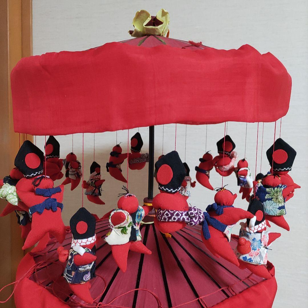 希少　二重層　ちりめん細工　傘福　さるほぼ