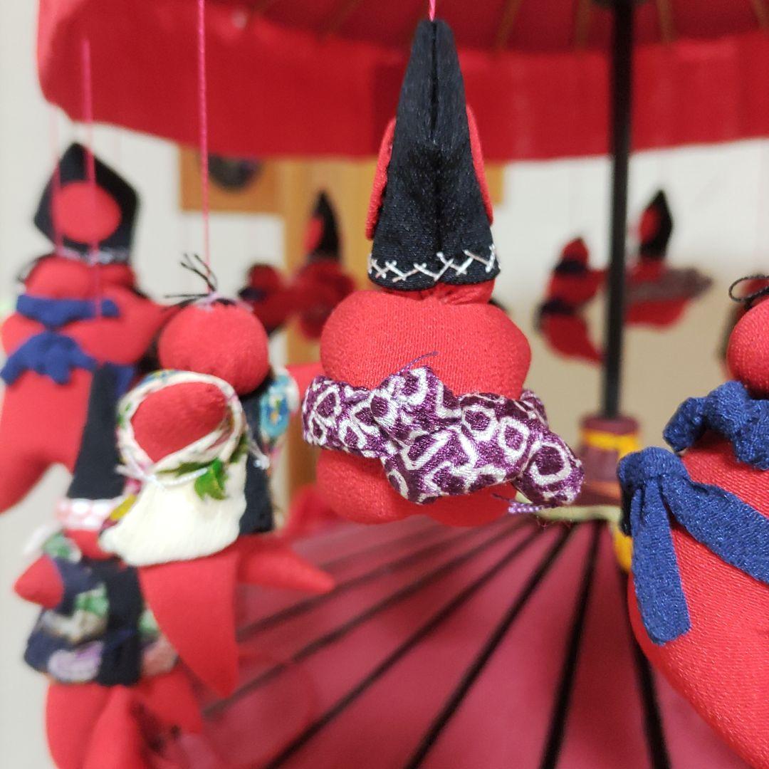 希少　二重層　ちりめん細工　傘福　さるほぼ