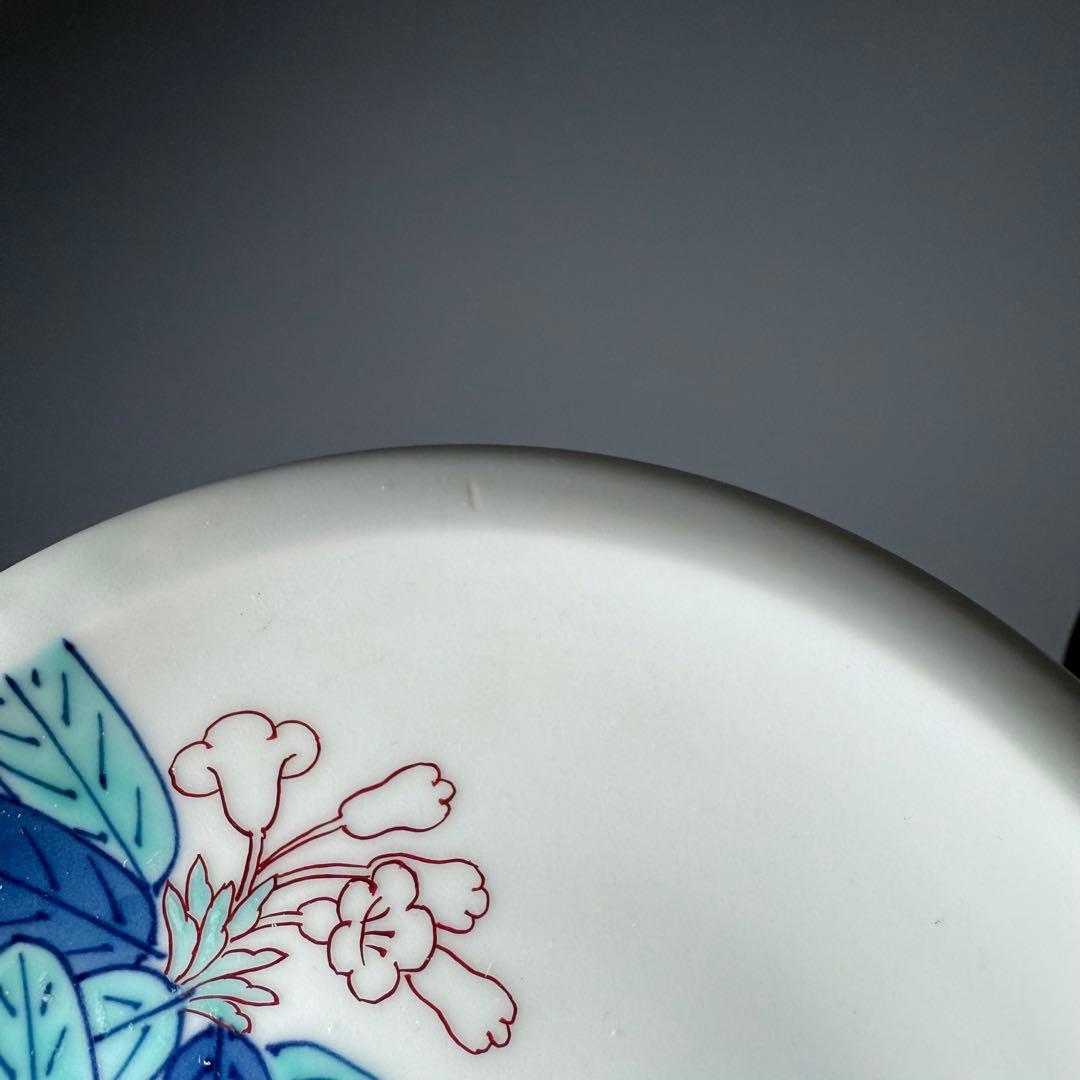 十二代　今泉今右衛門　錦石楠花画　果物皿　五枚　共箱　直径16.3cm