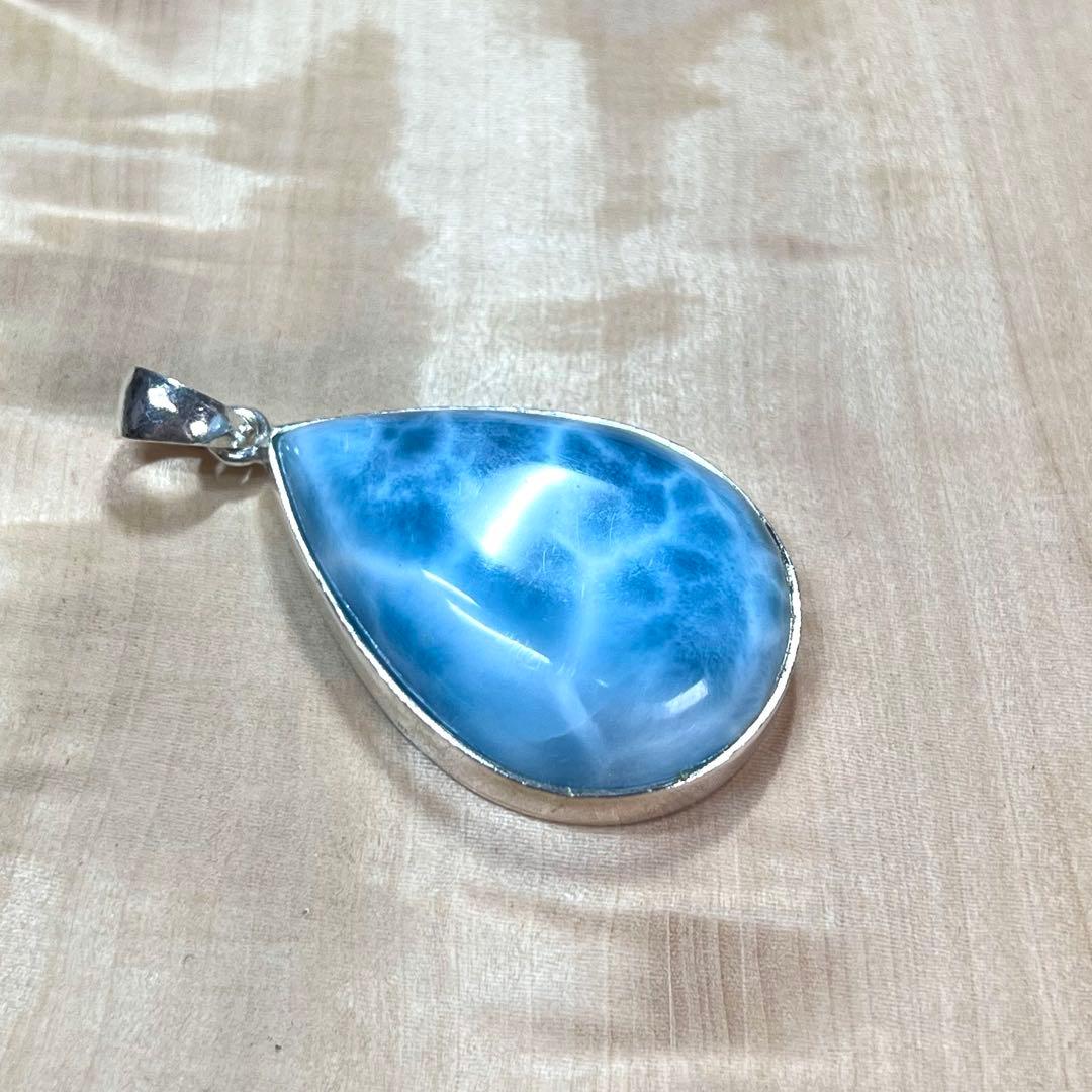 高品質　ラリマー　ペンダント　ネックレス　silver925 3-40