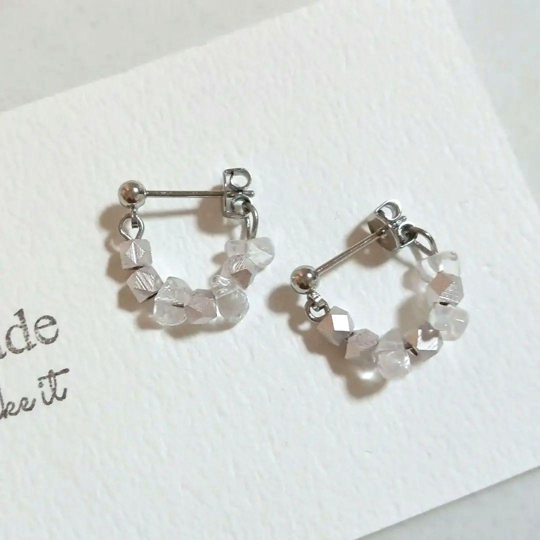 1617 全ての浄化✨️✨️　メタルビーズ　水晶ピアス　ハンドメイド　メンズにも