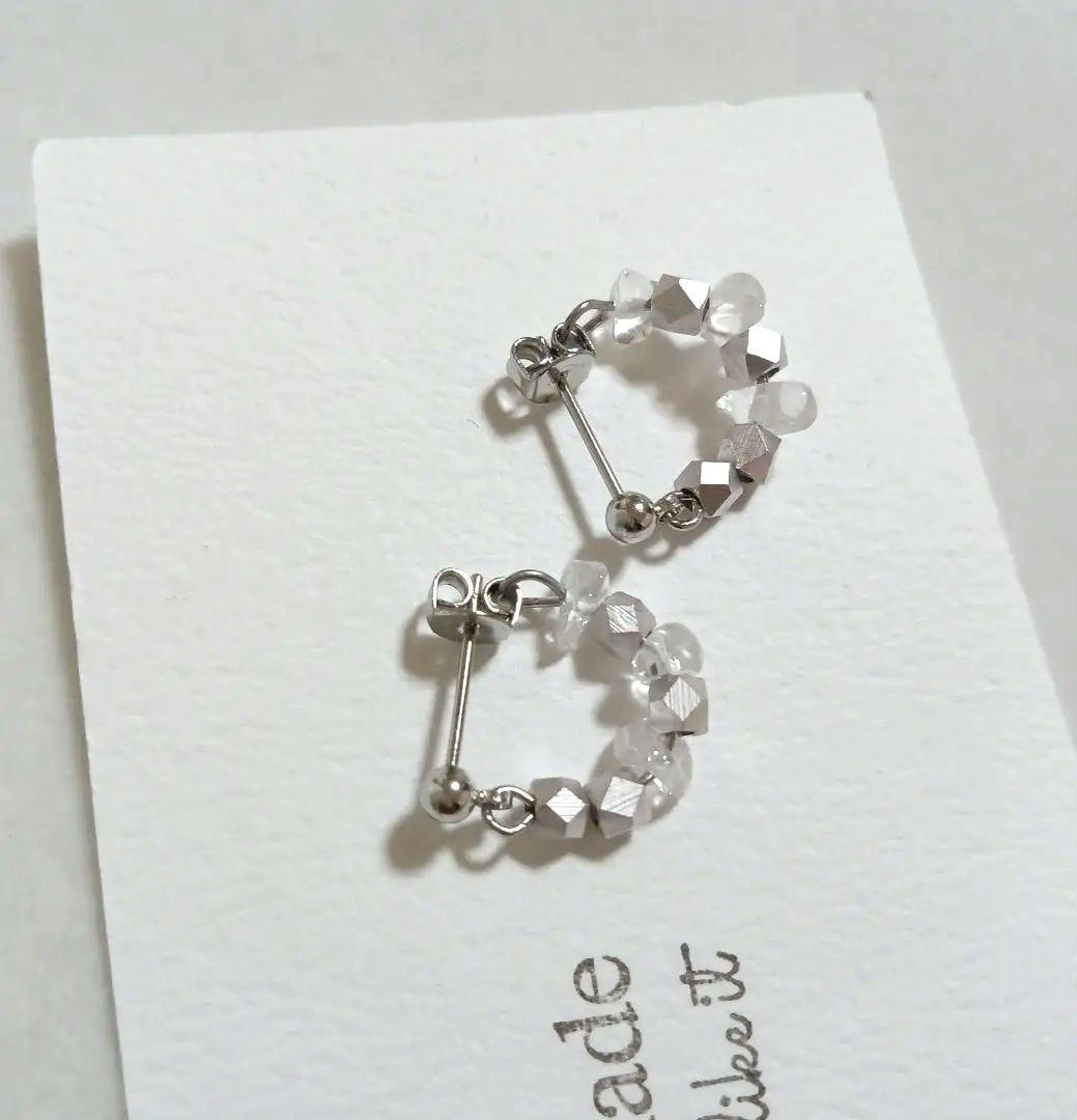 1617 全ての浄化✨️✨️　メタルビーズ　水晶ピアス　ハンドメイド　メンズにも