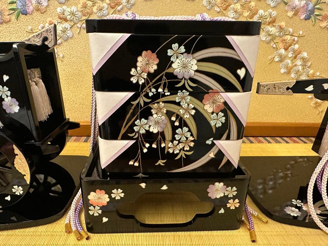 お雛道具揃 木製 35号 しだれ桜 三段飾り