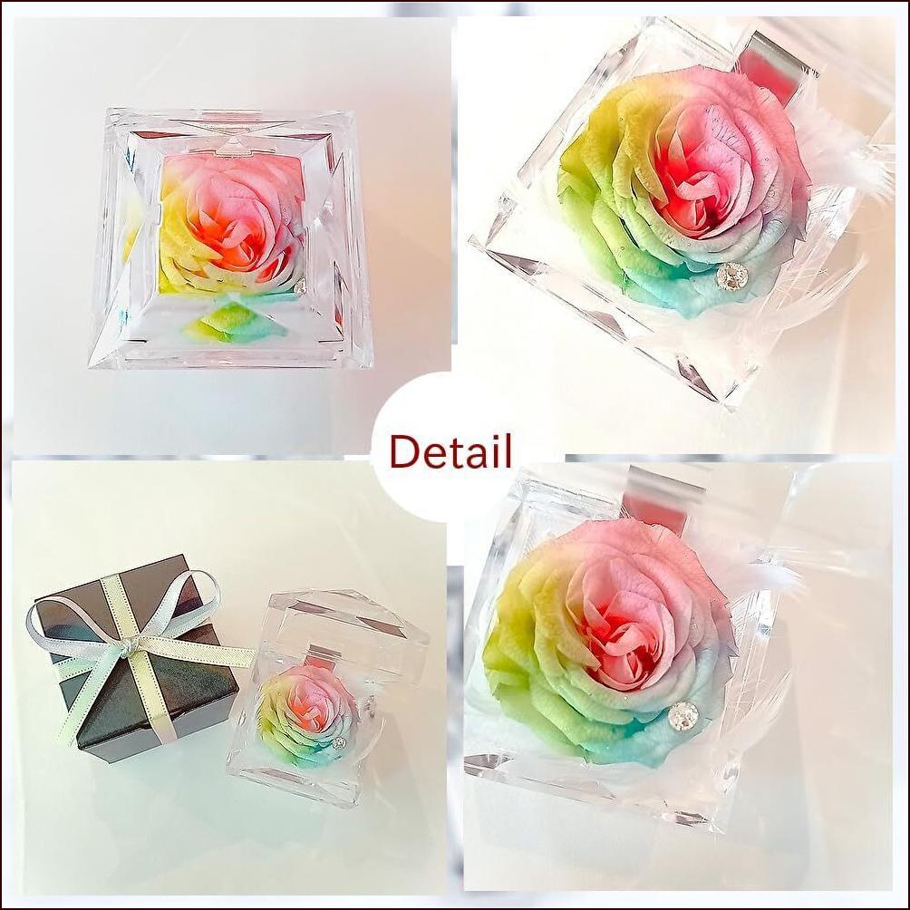 プリザーブドフラワー ダイヤモンドジュエリー パステルレインボーローズ